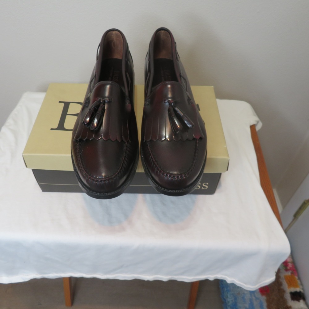 Bass Quimby Burgundy Leather Tassel Kiltie Loafers Mens 11.5 W Wide